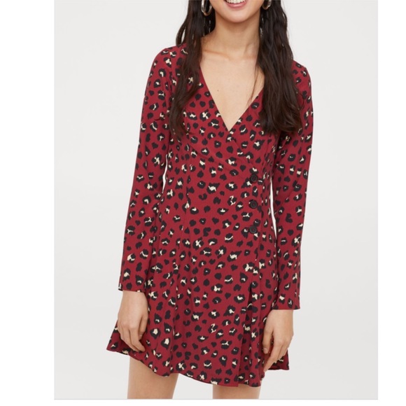 red leopard wrap dress